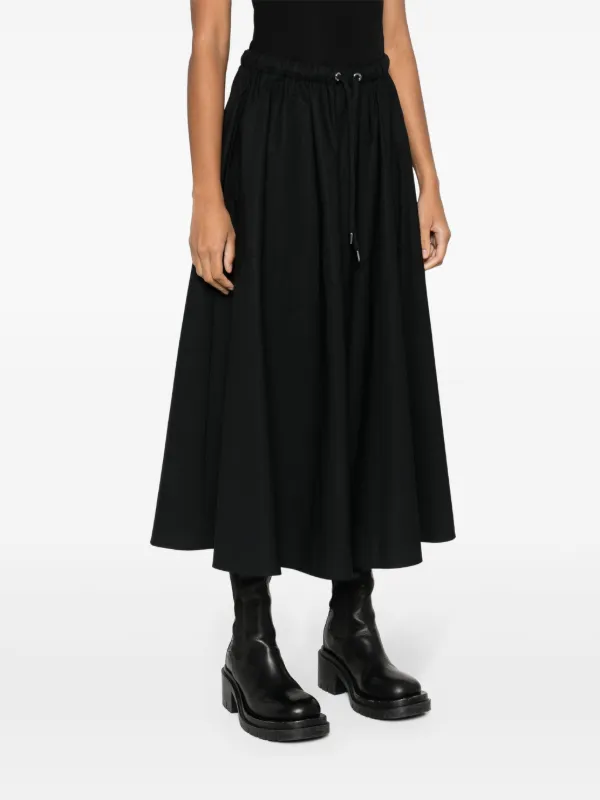 Moncler Gabardine Midi Skirt | Black | FARFETCH