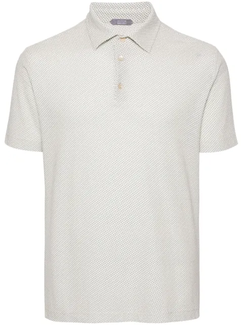Zanone geometric-print cotton polo shirt 