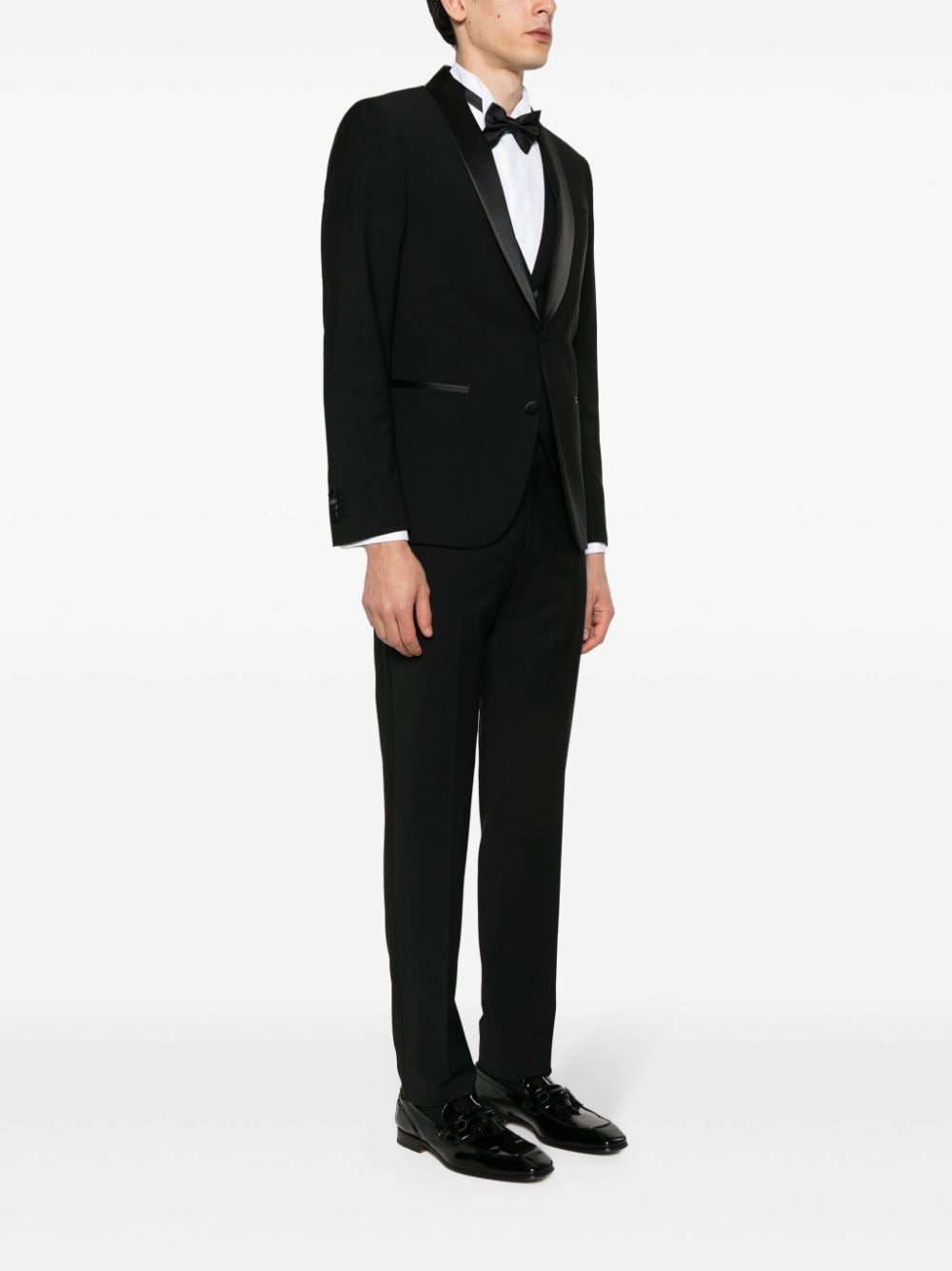 Shop Corneliani Virgin-wool Three-piece Suit In Black