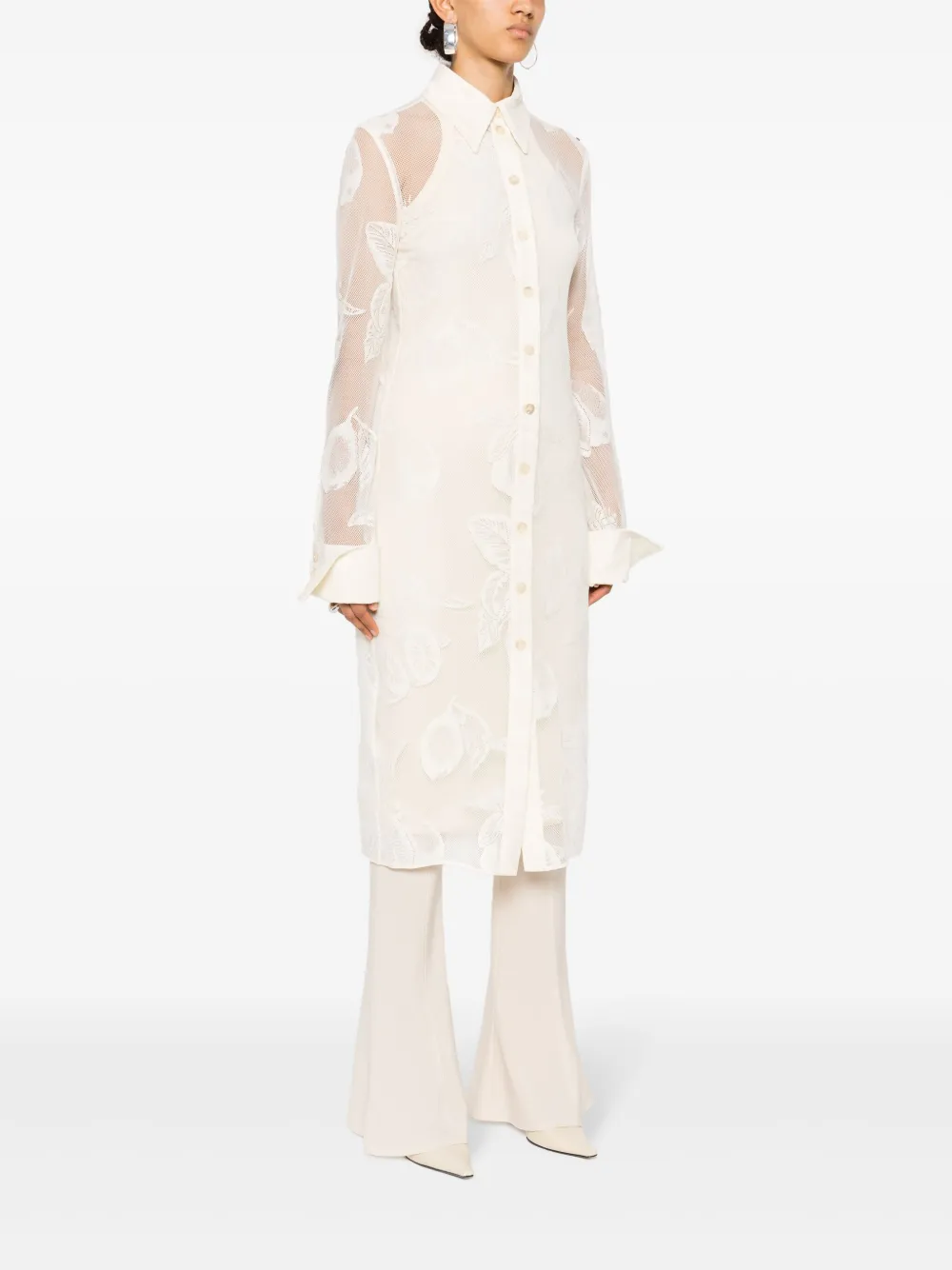 Sportmax Canosa midi-jurk met mesh Beige