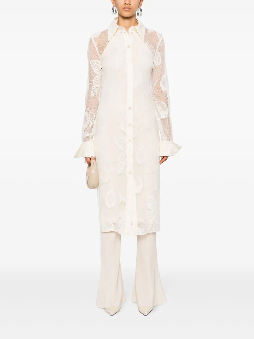 Sportmax Canosa midi-jurk met mesh - Beige