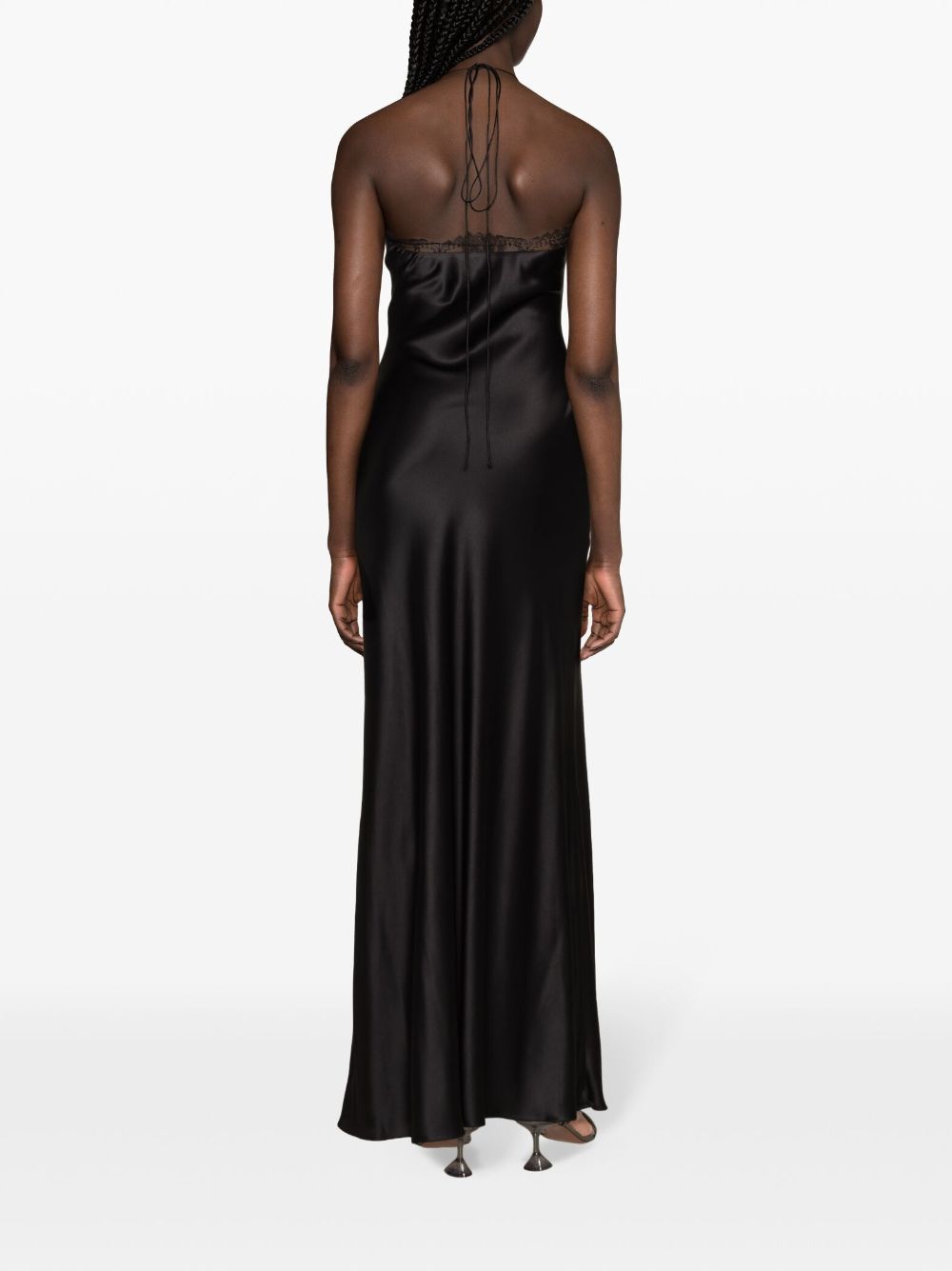 Shop Manurí Mathilda Lace-trim Maxi Dress In 黑色
