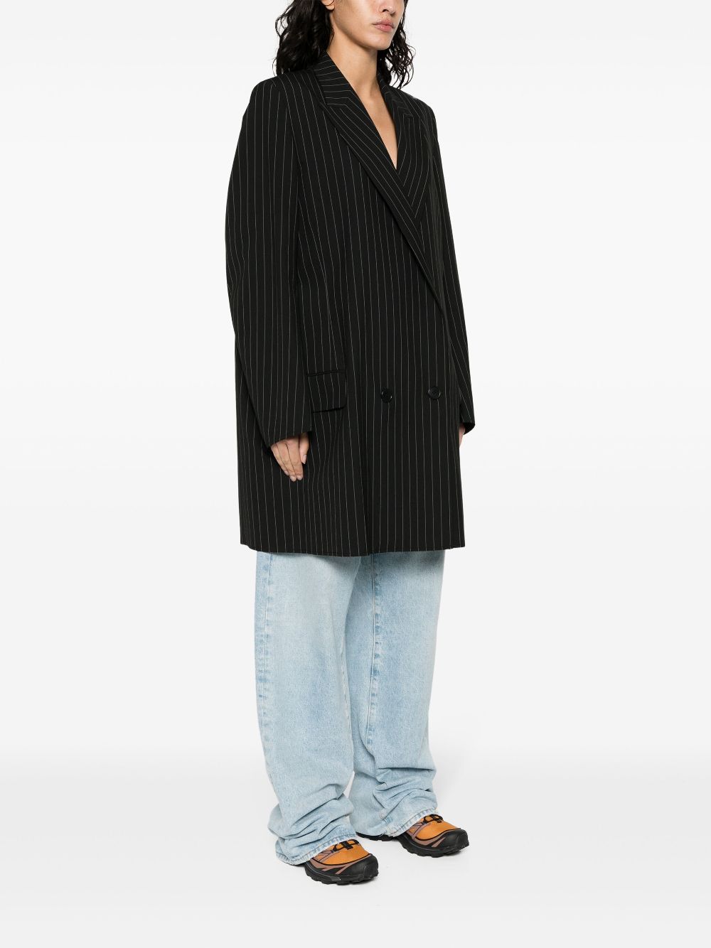 Shop Mm6 Maison Margiela Stripy Poly Blazer In Black