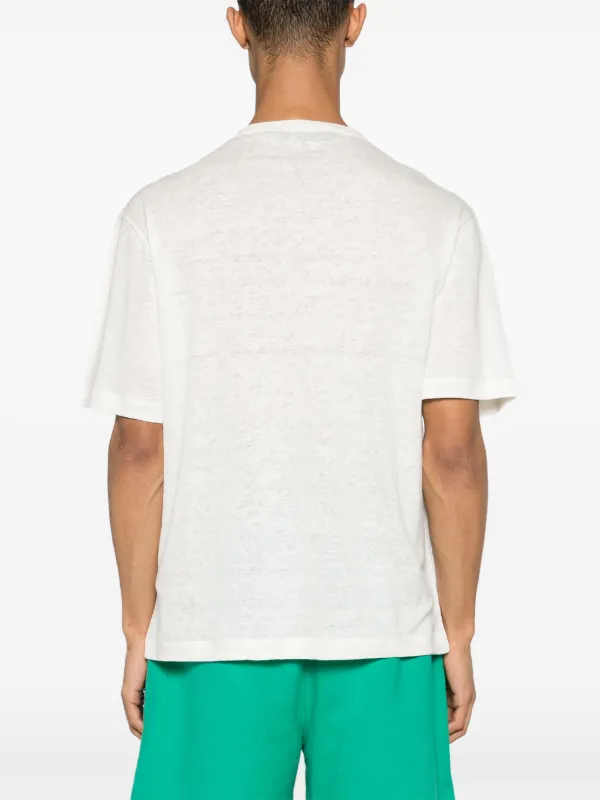 Palm Angels semi-sheer Linen T-shirt | Neutrals | FARFETCH