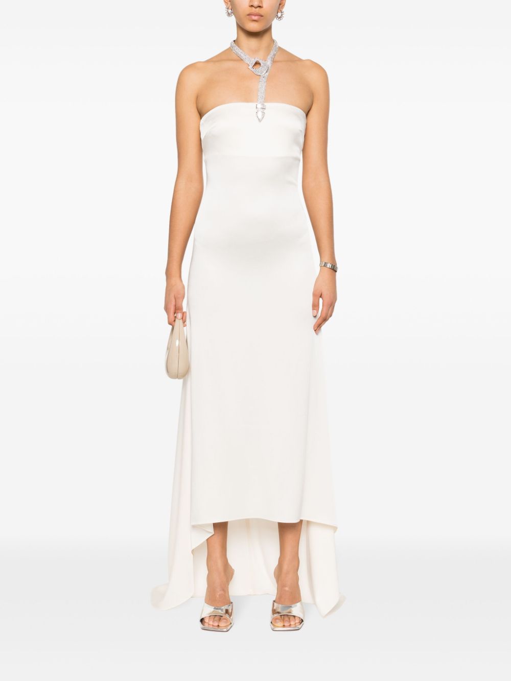 Giuseppe Di Morabito crystal-embellished satin maxi dress - Beige