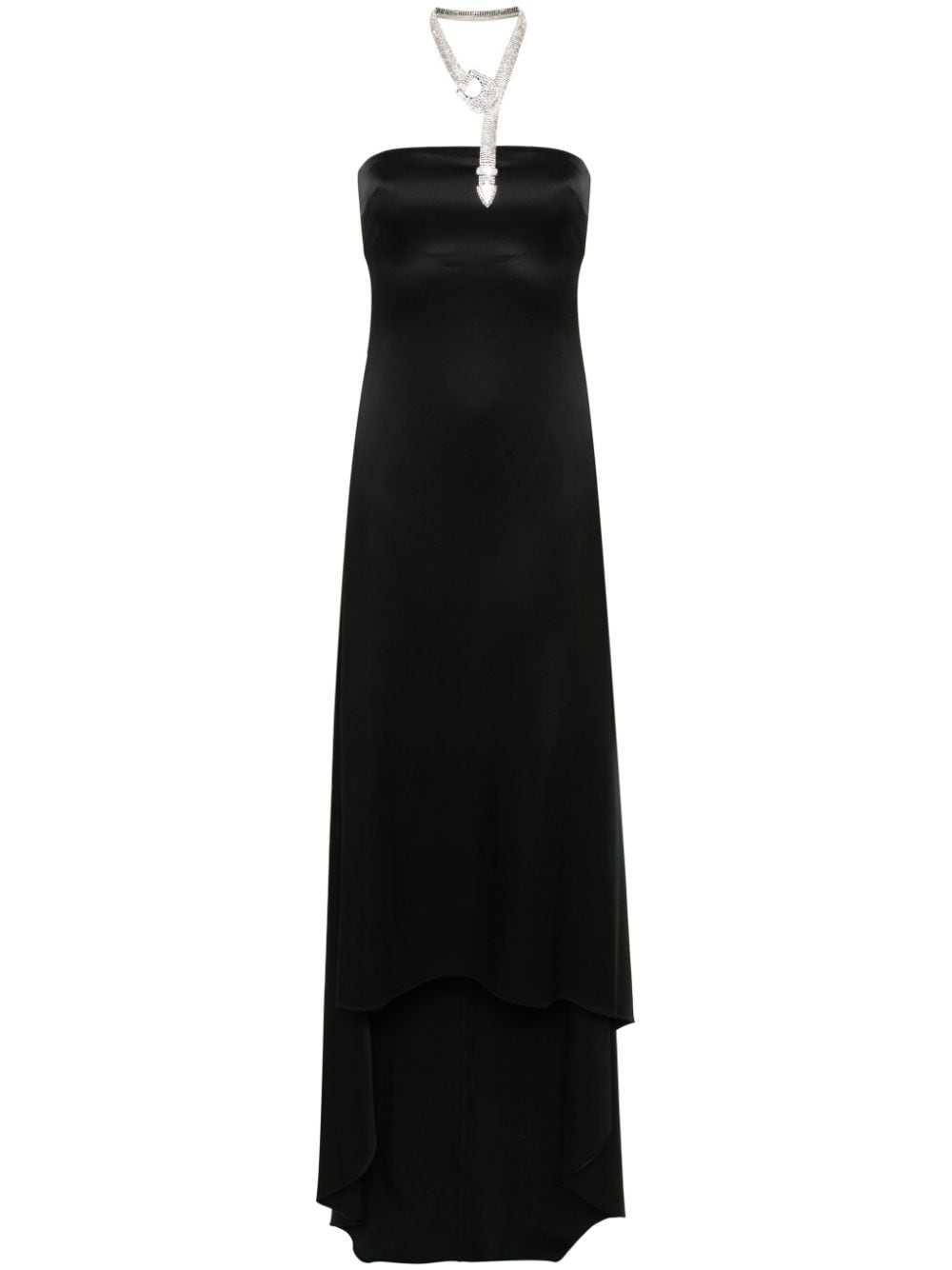 Shop Giuseppe Di Morabito Strapless Satin Maxi Dress In Black