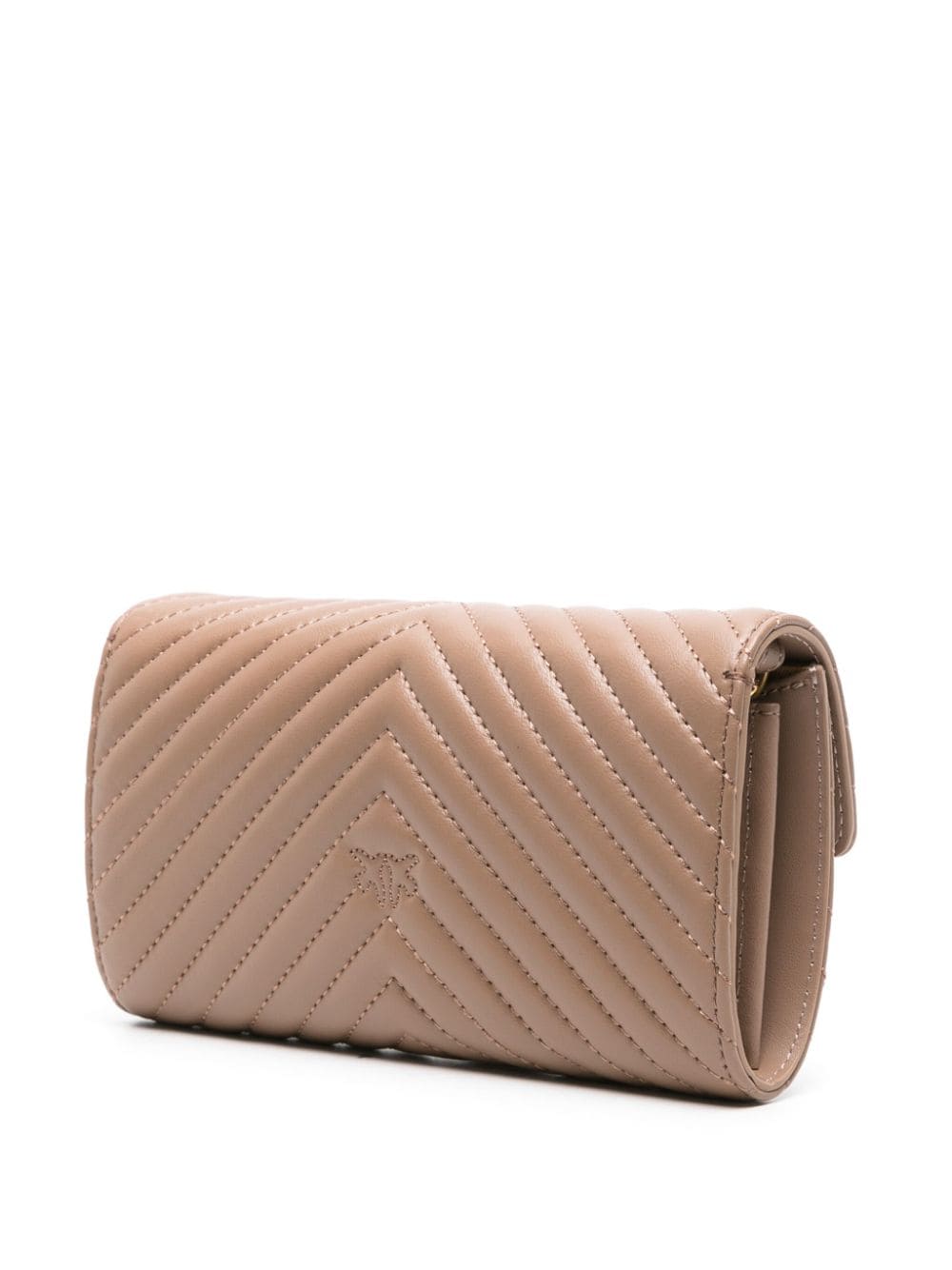 Shop Pinko Love One Quilted Crossbody Bag In Brown