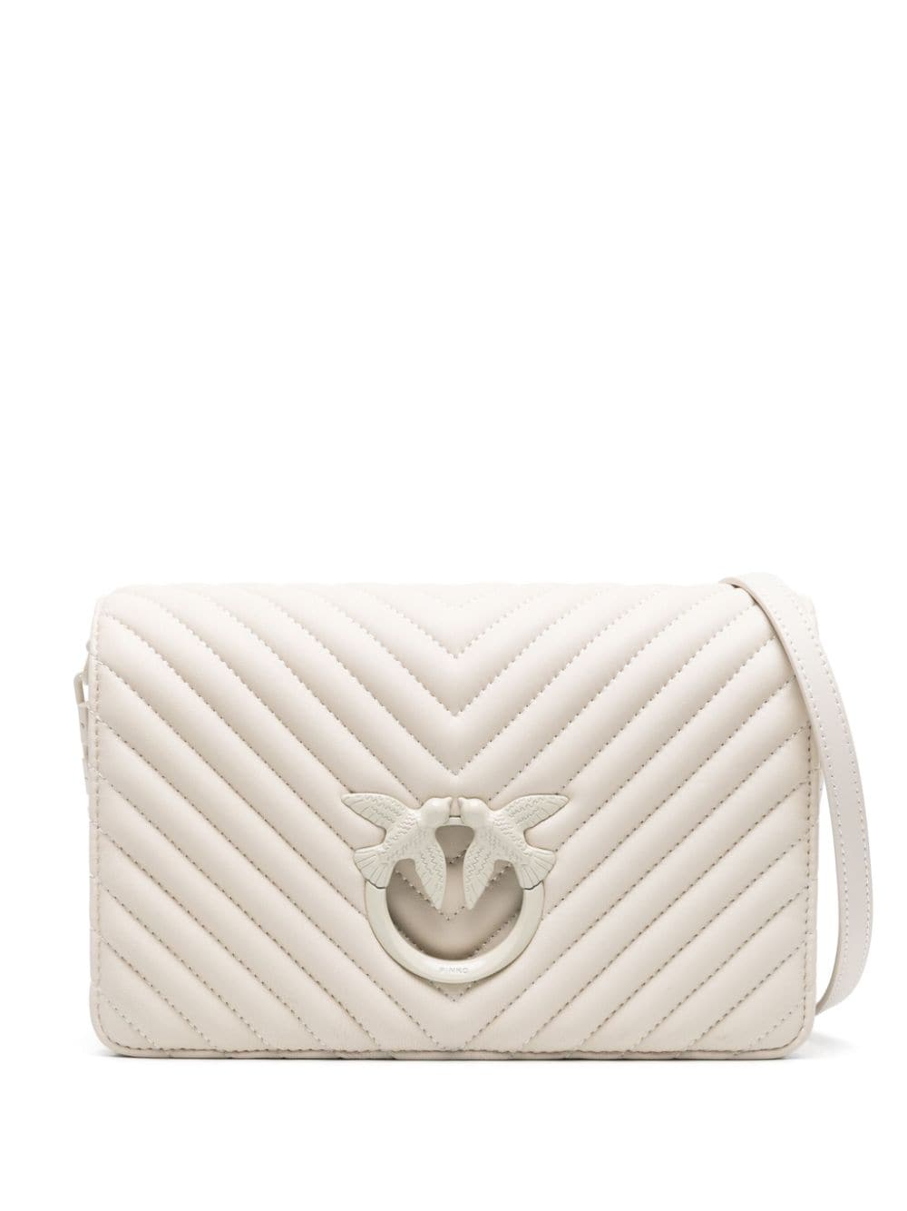 PINKO Love Click Classic leren crossbodytas Beige