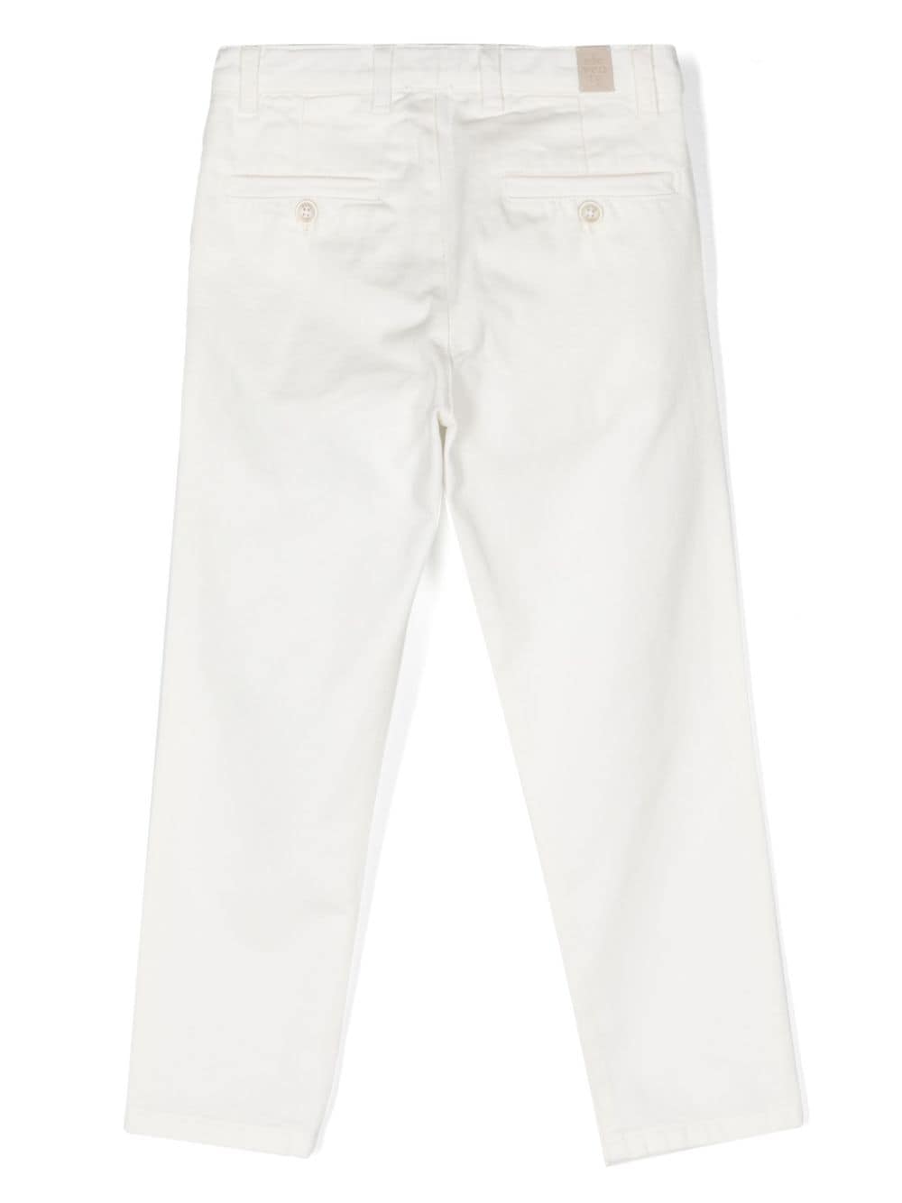 Shop Eleventy Mid-rise Twill Chino Trousers In White