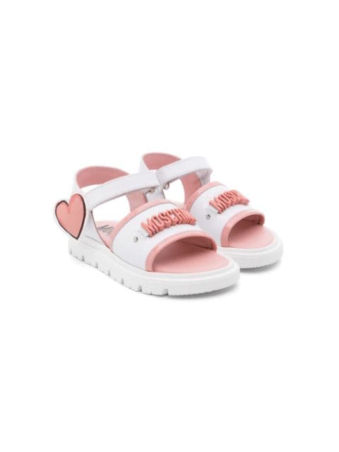 Moschino Kids logo-lettering leather sandals