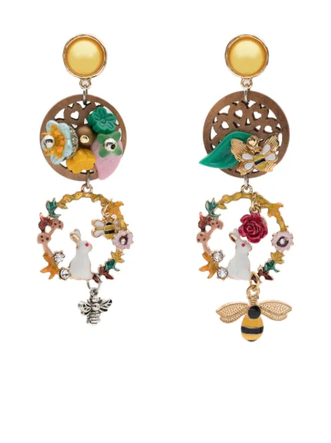 Amir Slama bunny-bee motif drop earrings