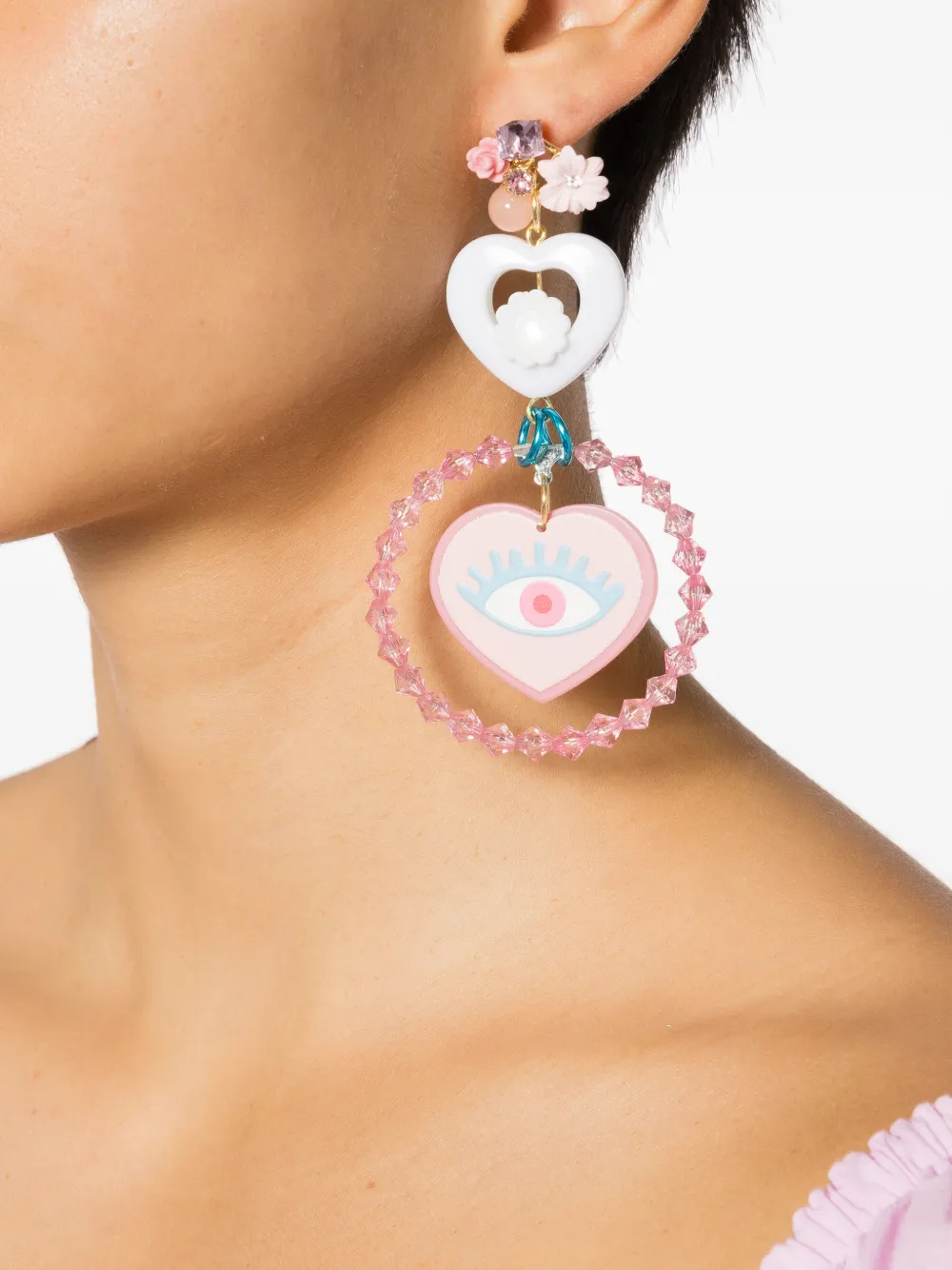 Amir Slama heart-charm eye-motif drop earrings | Image 2