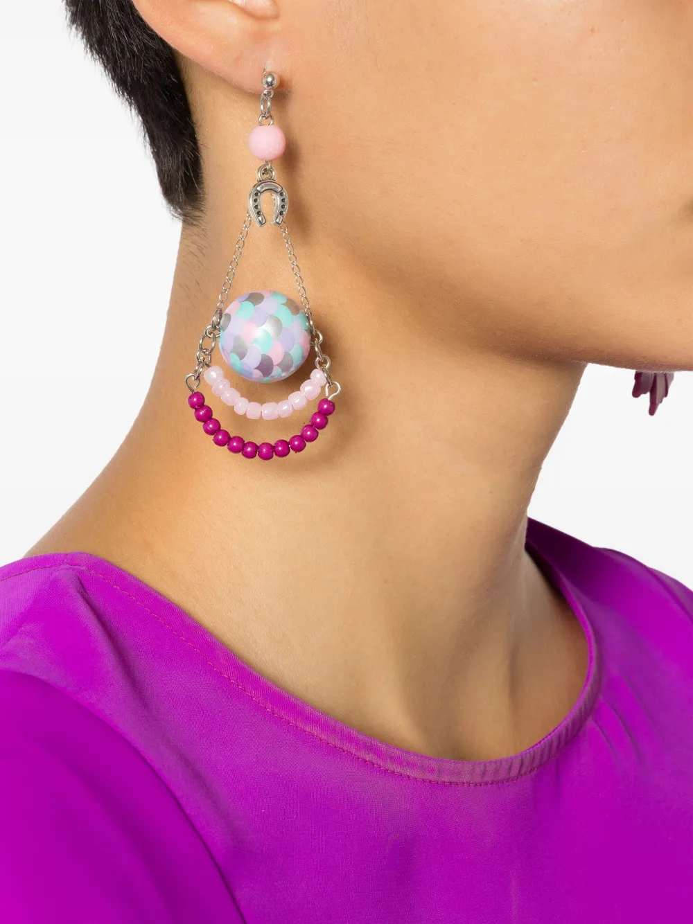  Amir Slama Flower-motif Drop Earrings - Purple 