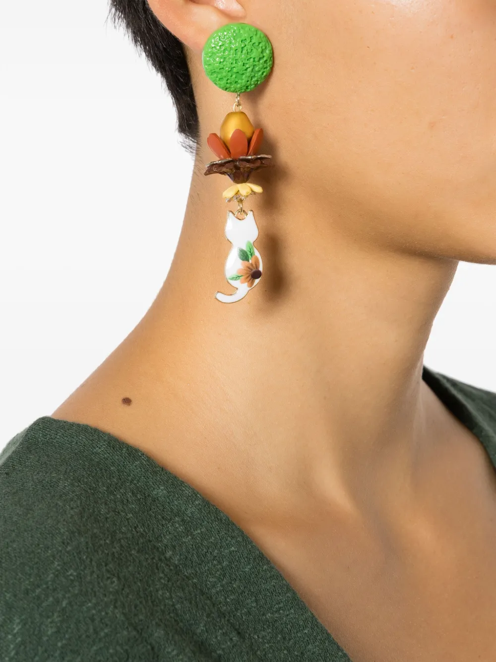 Amir Slama cat-motif drop earrings | Image 2
