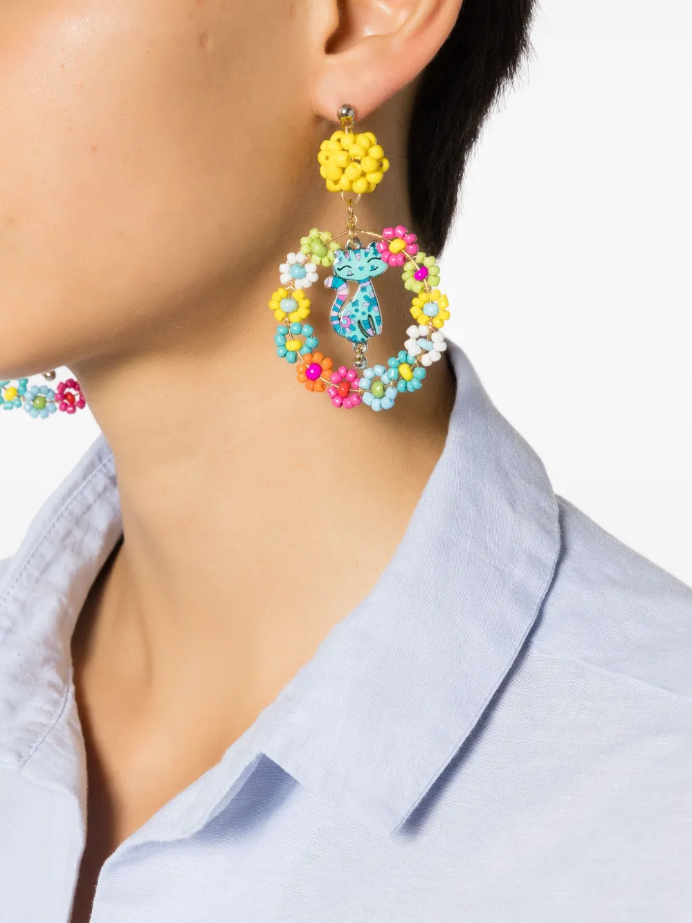 Amir Slama flower cat-motif drop earrings | Image 2