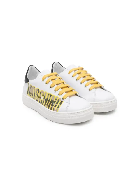 Moschino Kids logo-print lether sneakers