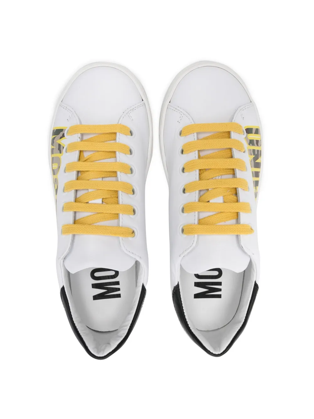 Shop Moschino Logo-print Lether Sneakers In White