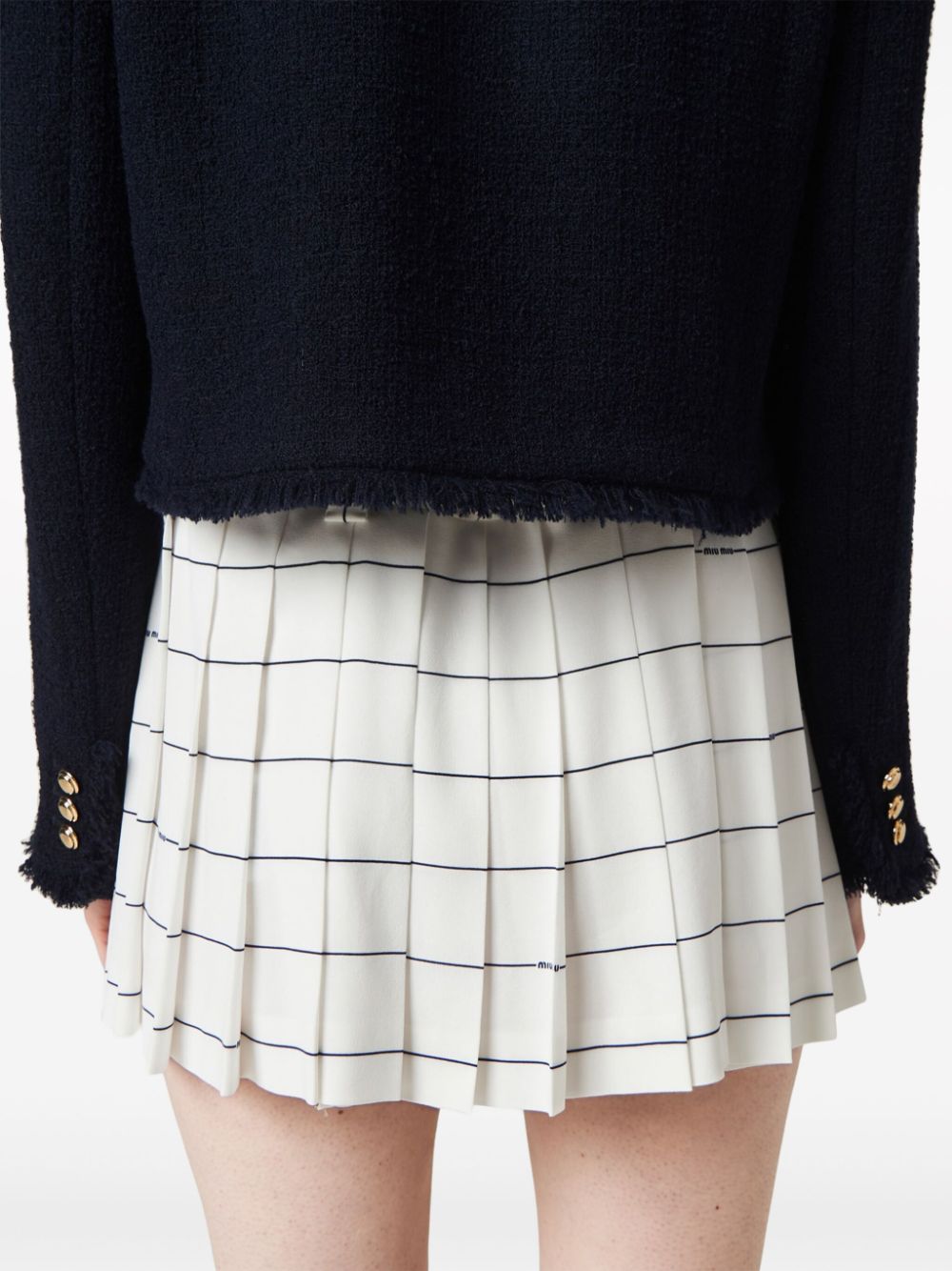 Shop Miu Miu Striped Sablé Miniskirt In White