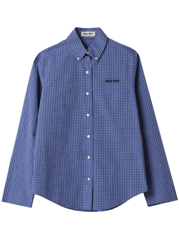 Miu Miu logo-embroidered Checked Shirt - Farfetch