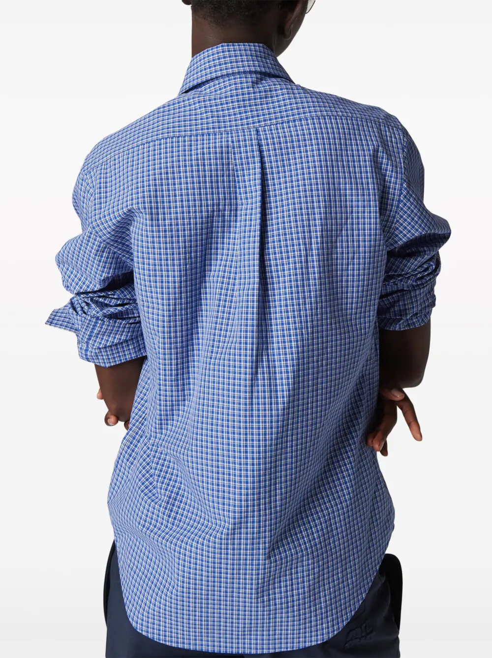 logo-embroidered checked shirt