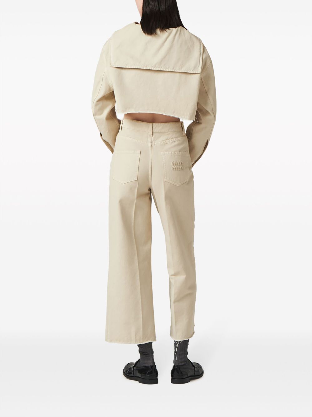 Miu Miu logo-embroidered cropped trousers Women