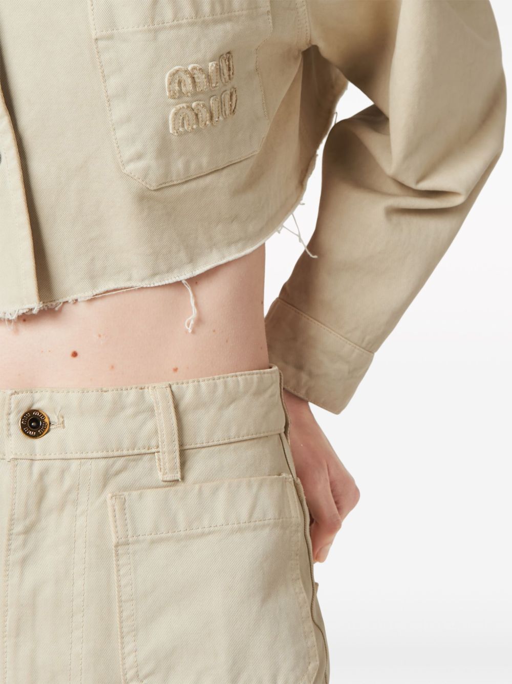 Miu Miu logo-embroidered cropped trousers Women