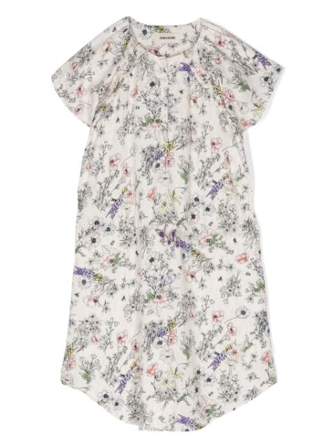 Zadig & Voltaire Kids robe en sergé à fleurs