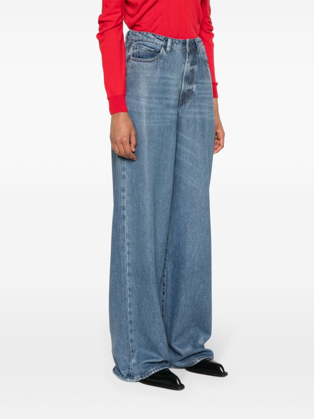 Shop 3x1 Flip High-rise Wide-leg Jeans In Blue