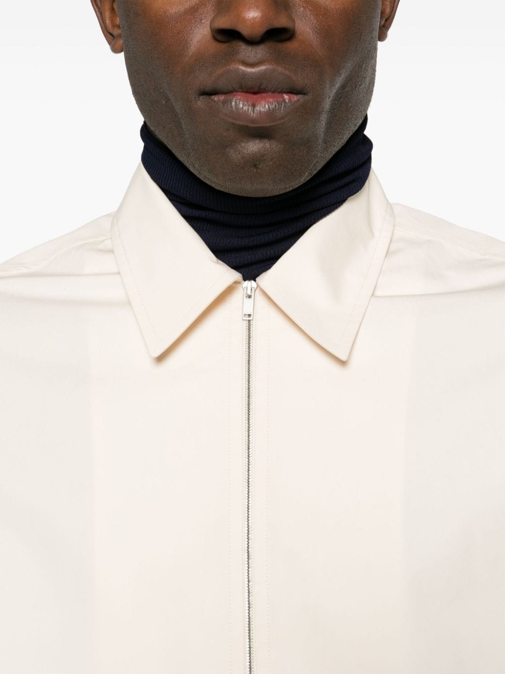 Shop Jil Sander Zip-up Cotton Shirt In Neutrals