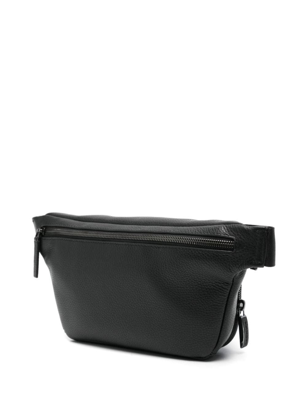 Shop Piquadro Logo-plaque Leather Belt Bag In Black