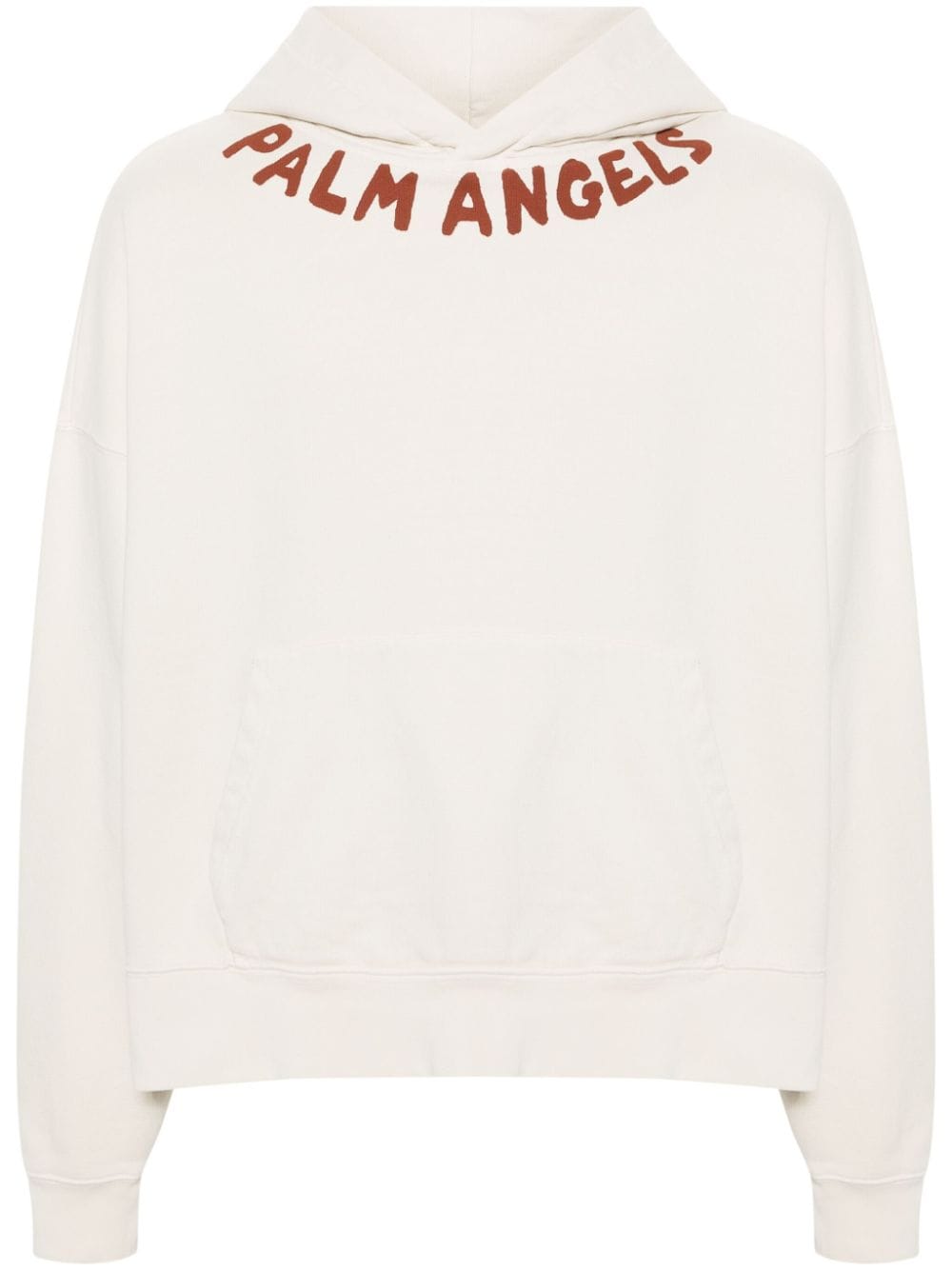 Shop Palm Angels Seasonal Logo-print Hoodie In Neutrals