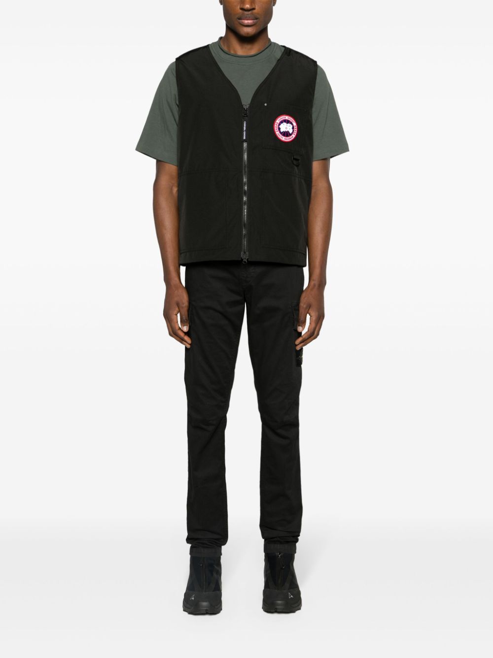 Shop Canada Goose Logo-patch Zip-up Vest In Black