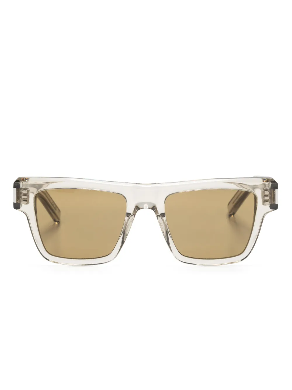 Saint Laurent Crystal-crystal-brown Recycled Acetate Sunglasses In Neutrals