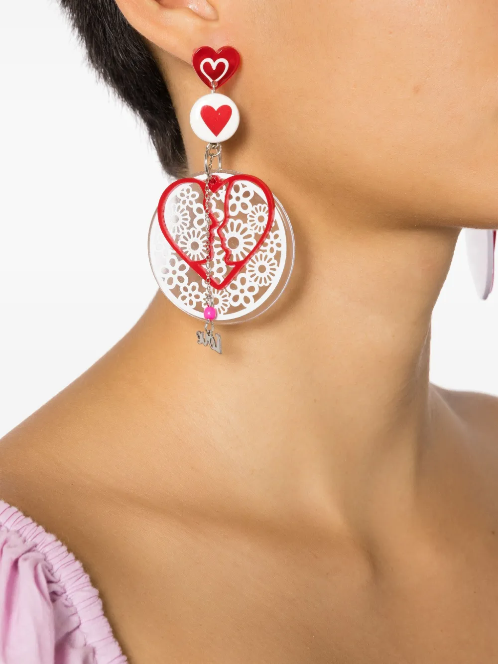  Amir Slama Heart-motif Drop Earrings - Red 