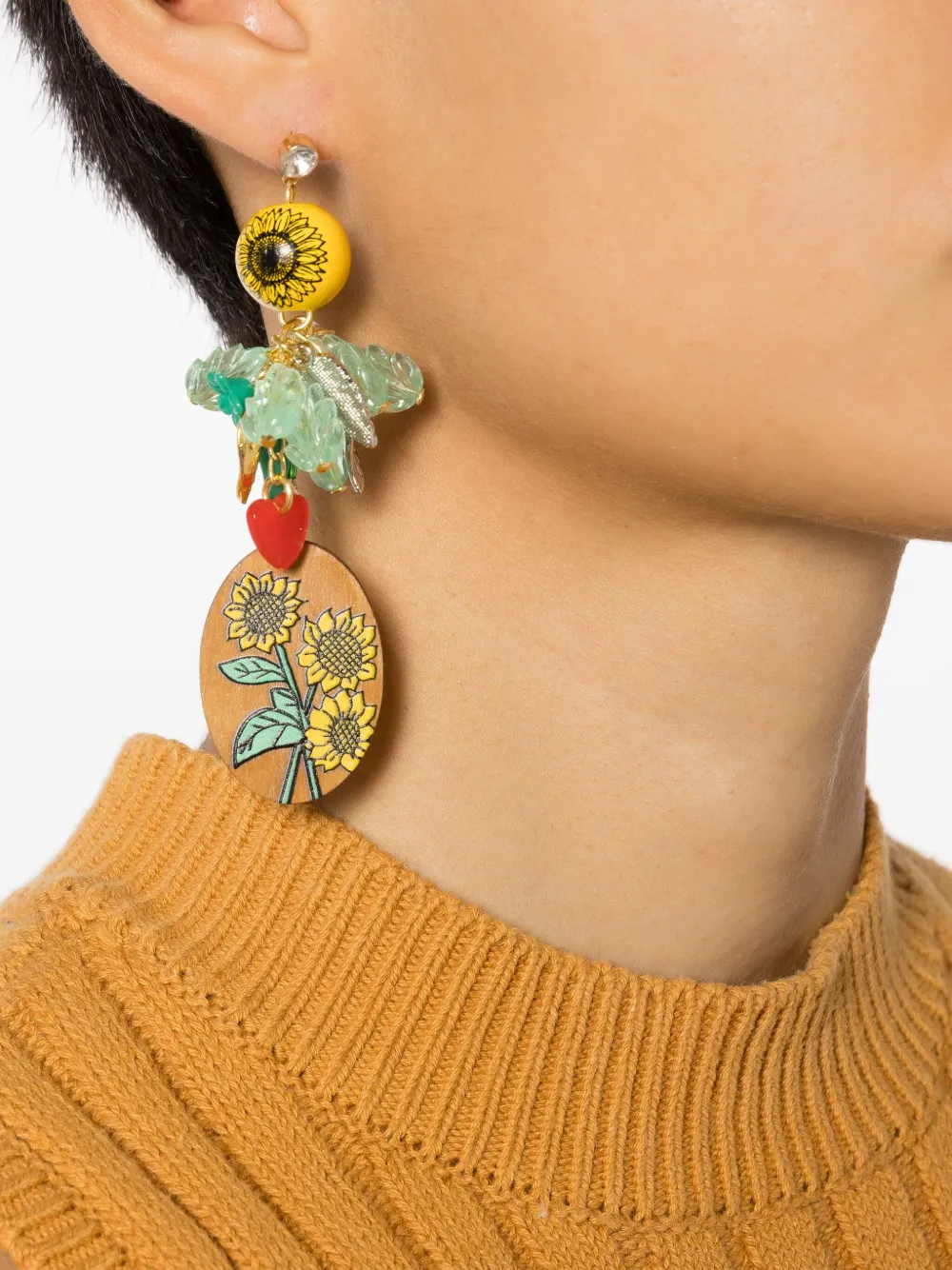  Amir Slama Sunflower-motif Drop Earrings - Multicolour 