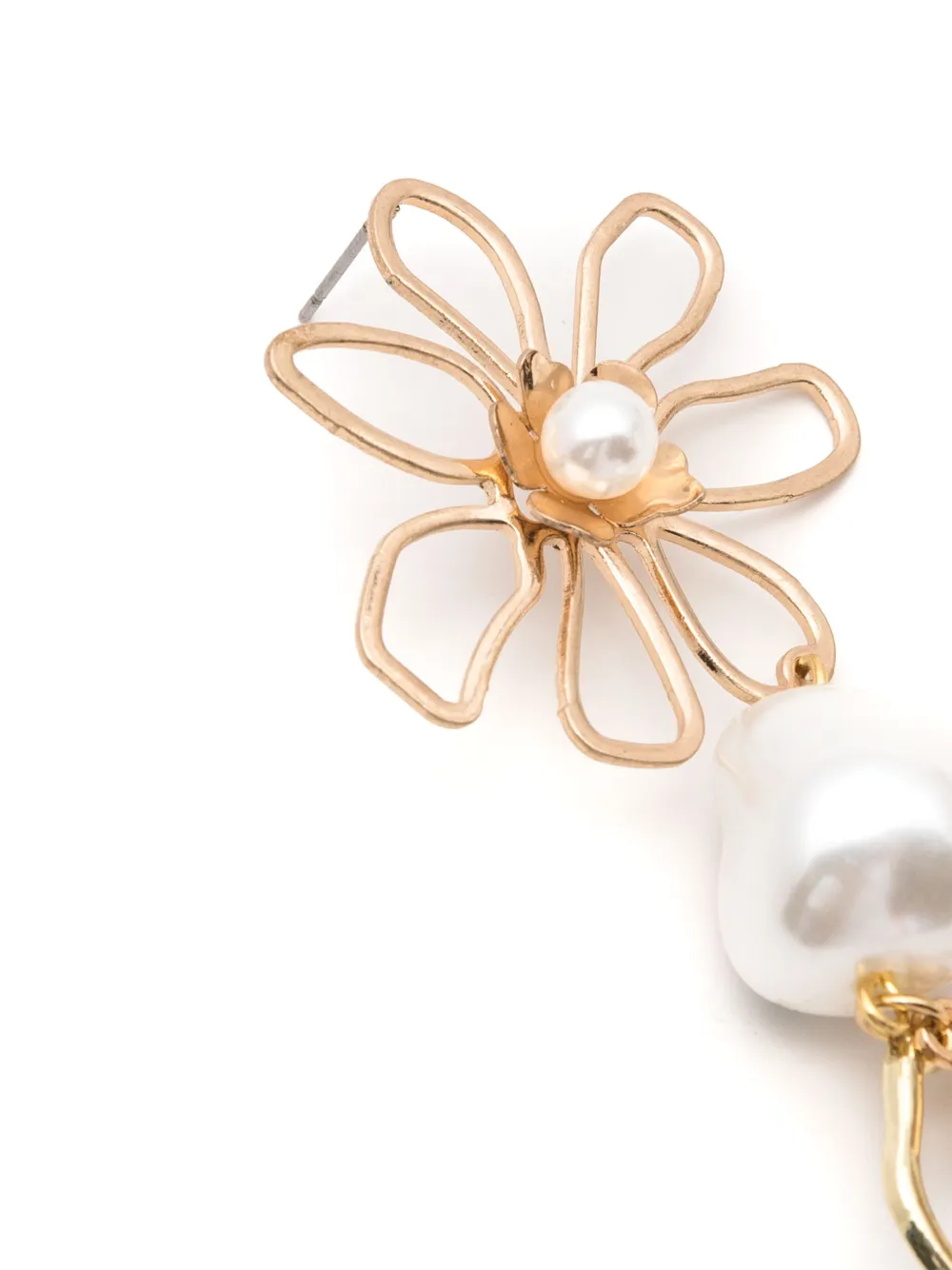 Amir Slama Flower Bunny-motif Drop Earrings In Neutrals