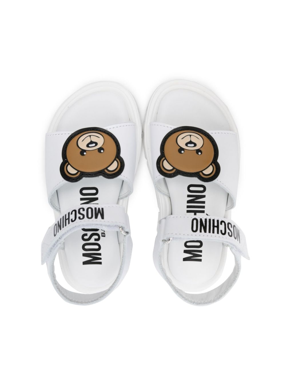 Shop Moschino Teddy Bear-appliqué Leather Sandals In White