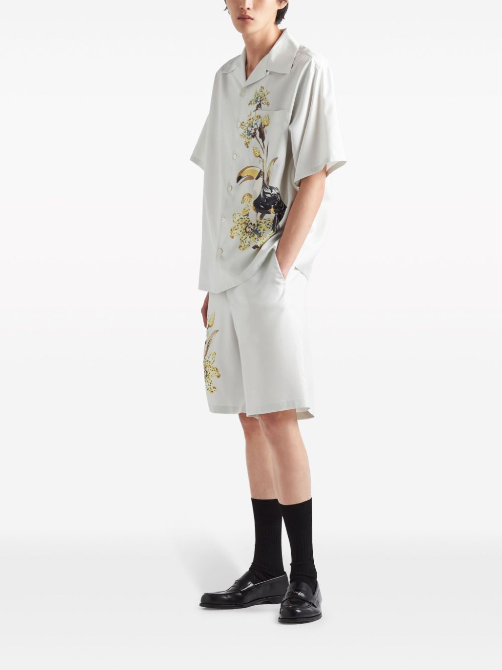 Prada floral-print silk shirt - White