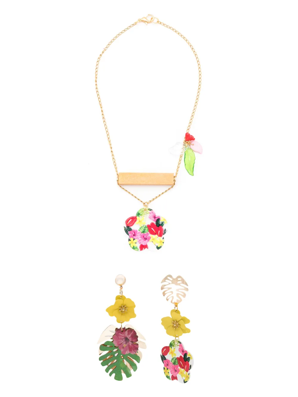 Amir Slama set de aretes y collar con aplique floral | multicolor | Image 1