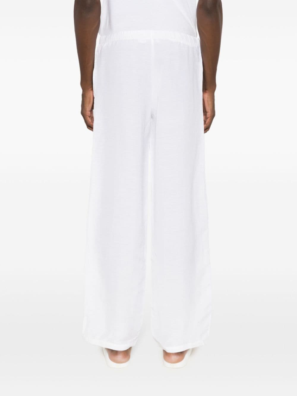 Shop Amir Slama Elasticated-waistband Linen-blend Trousers In White