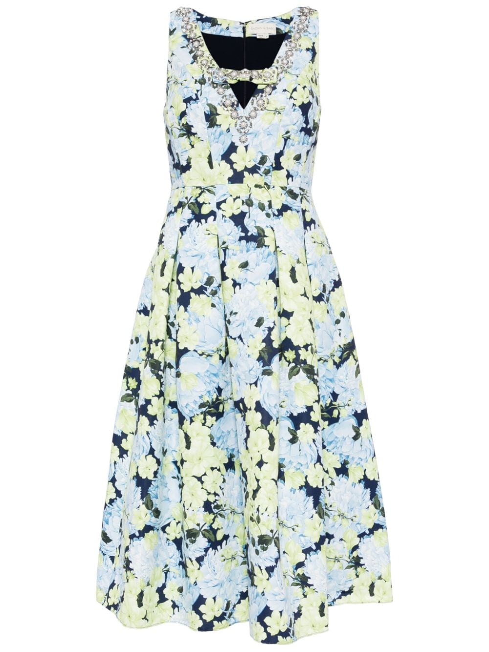 Shop Sachin & Babi Millie Floral-print Midi Dress In Blue