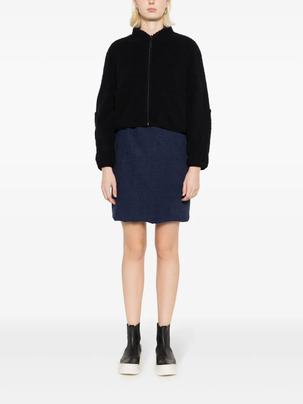 Osklen Fleece cropped jack met rits Zwart