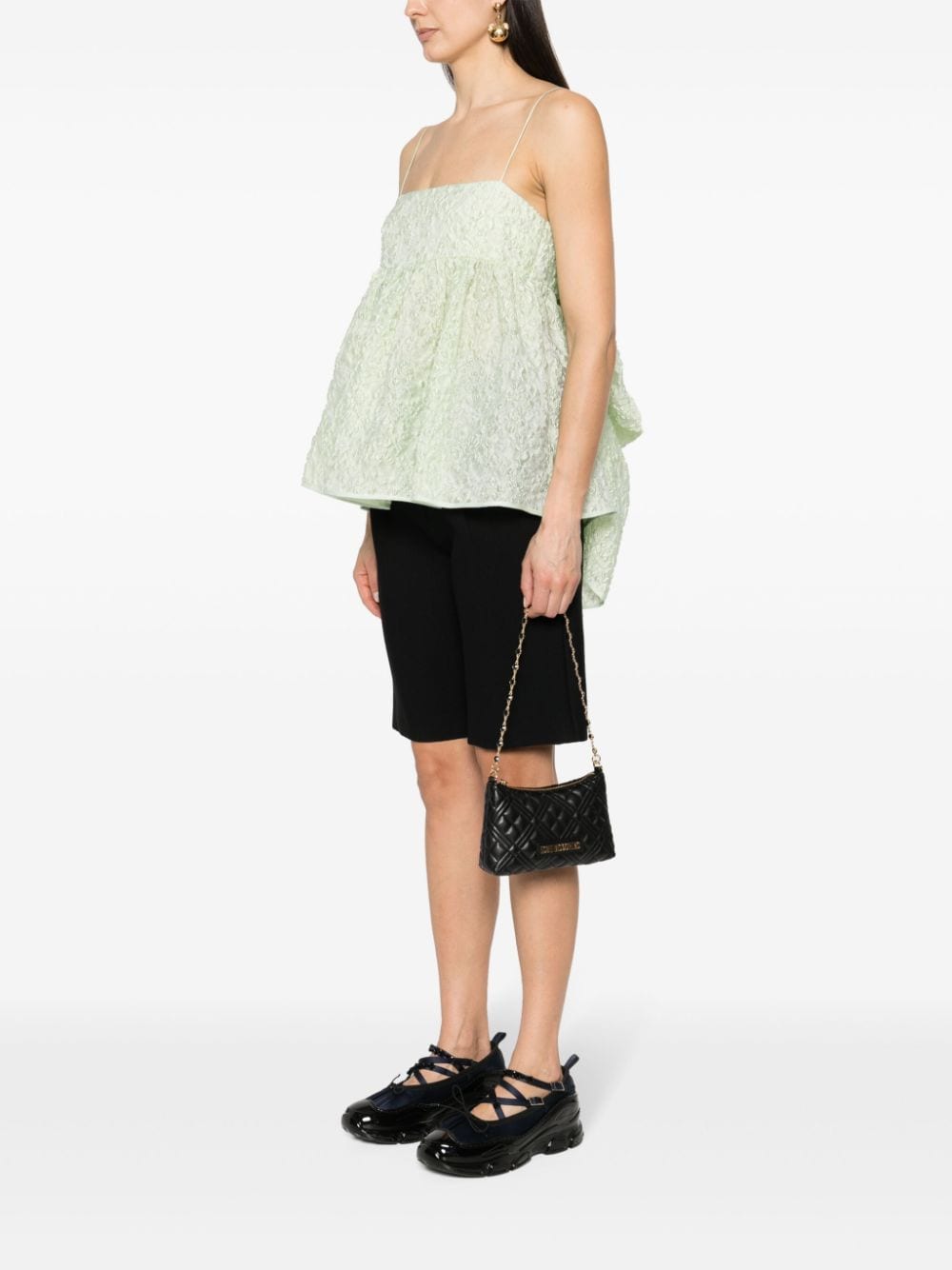Shop Love Moschino Crystal-embellished Quilted Shoulder Bag In Black