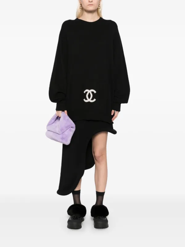 CHANEL Pre-Owned 1990-2000s Logo Sweater | Black | FARFETCH