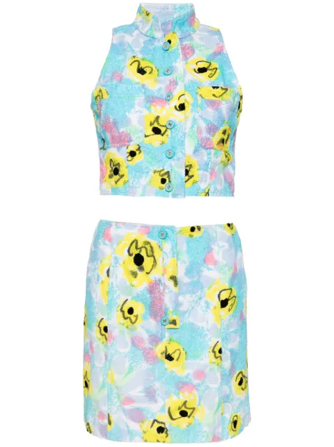 CHANEL Pre-Owned 1997 cotton vest skirt set