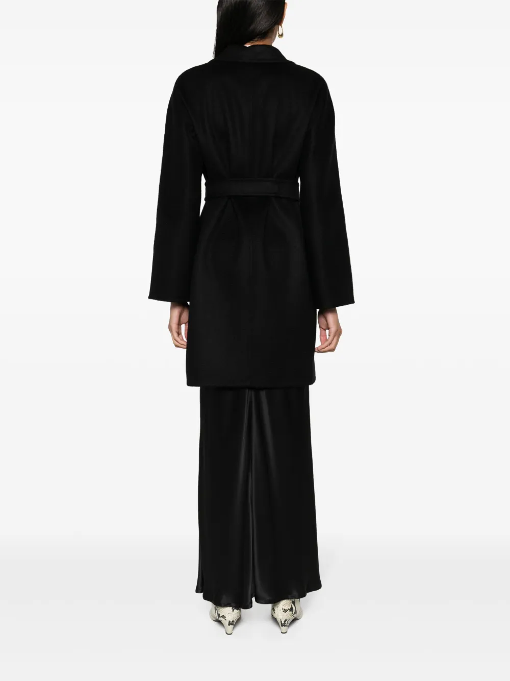 Max Mara Belted Cashmere Midi Coat In Schwarz