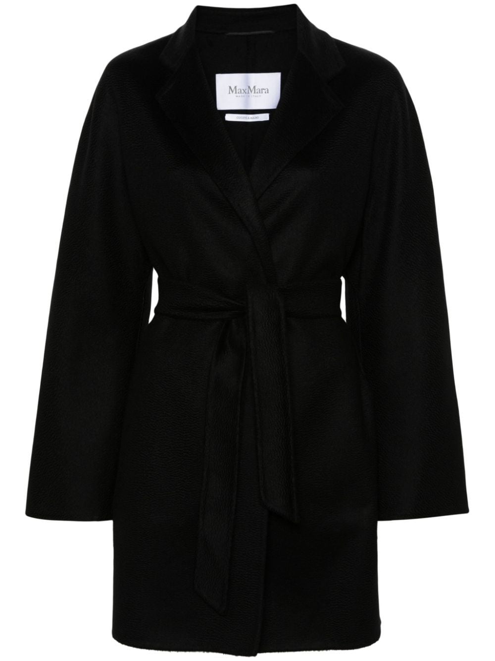 Shop Max Mara Belted Cashmere Midi Coat In Black