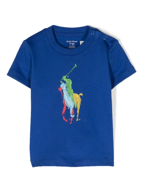 POLO RALPH LAUREN KIDS Pony Polo print Cotton T shirt Blue FARFETCH IE