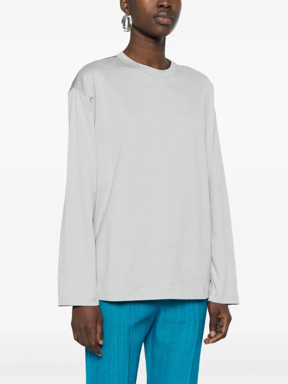 Shop Fabiana Filippi Panelled Long-sleeve T-shirt In Grey