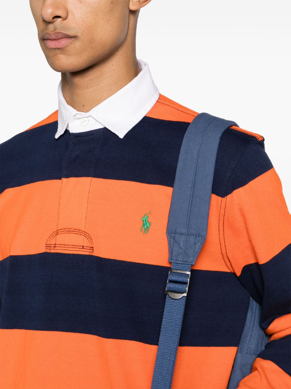 Shop Polo Ralph Lauren Rugby Striped Polo Shirt In Blue